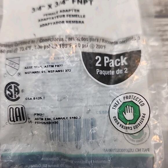 SharkBite EvoPEX Push-to-Connect 3/4" x 3/4" FNPT Coupling 2Packs of 2ct ea[108] - Picture 5 of 13